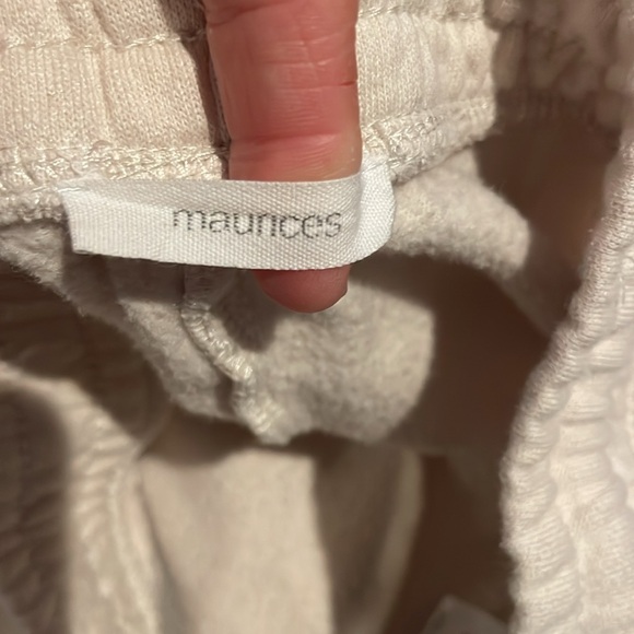 Maurices joggers size large - zipper pockets, cream with pink green navy details - Picture 4 of 5